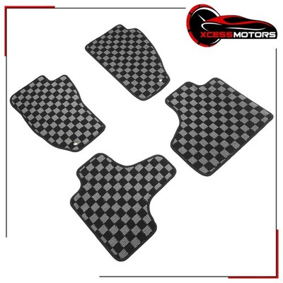 Fits 2008-2013 Jeep Liberty Floor Mats Black Gray Plaid Checkered Carpets 4PCS