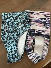 Plum Practicewear Gymnastics Leotard Abstract Print Smiley Face AXS Lot Of 2