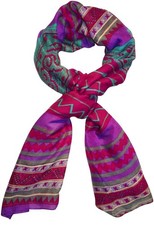 Women's Vibrant Aztec Tribal Print Lightweight Shawl Wrap Scarf Purple and Teal