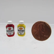 Dollhouse Miniature Replica Squeezable Mustard or Ketchup Bottle