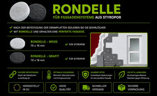Rondelle für Fassadensysteme Styropor 70x18 mm Weiß/Graphit 100 St. leicht