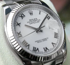 Rolex Datejust 116234 Steel & White Gold Bezel 36mm White Roman Dial Oyster