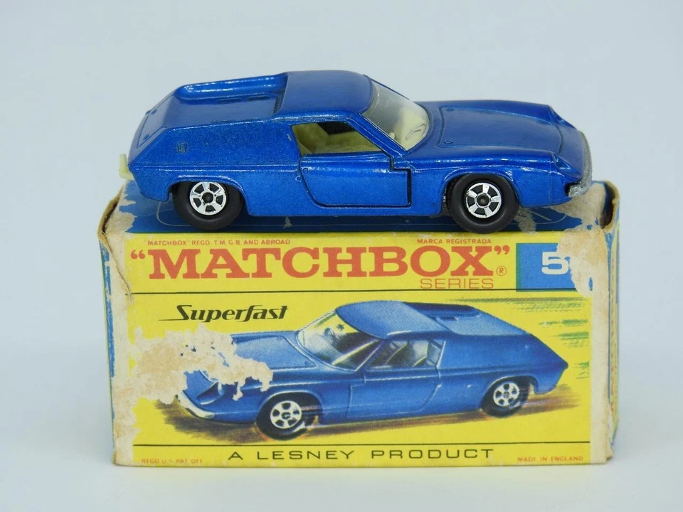 MATCHBOX SUPERFAST LOTUS EUROPA NO5 ТЕМНО-СИНИЙ ПОЧТИ КАК НОВЫЙ В ОРИГИНАЛЬНОЙ КОРОБКЕ F 1969 - Изображение 3 из 4
