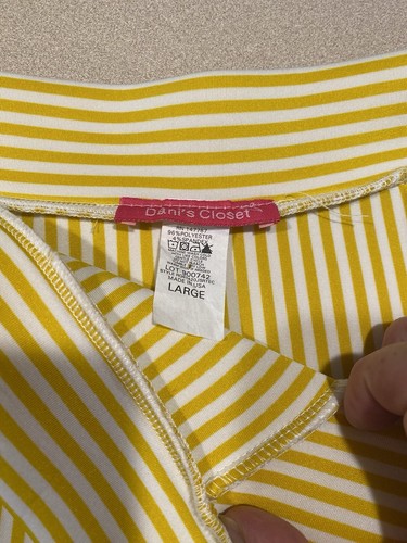 Skirt Yellow White Stripe Thick Neoprene Feeling Dani’s Choice Size Large - Picture 6 of 9