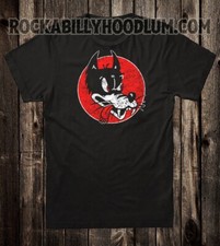Retro Novelty Tee T Shirt Hot Rod Drag Race Chopper Cartoon Big Bad Wolf