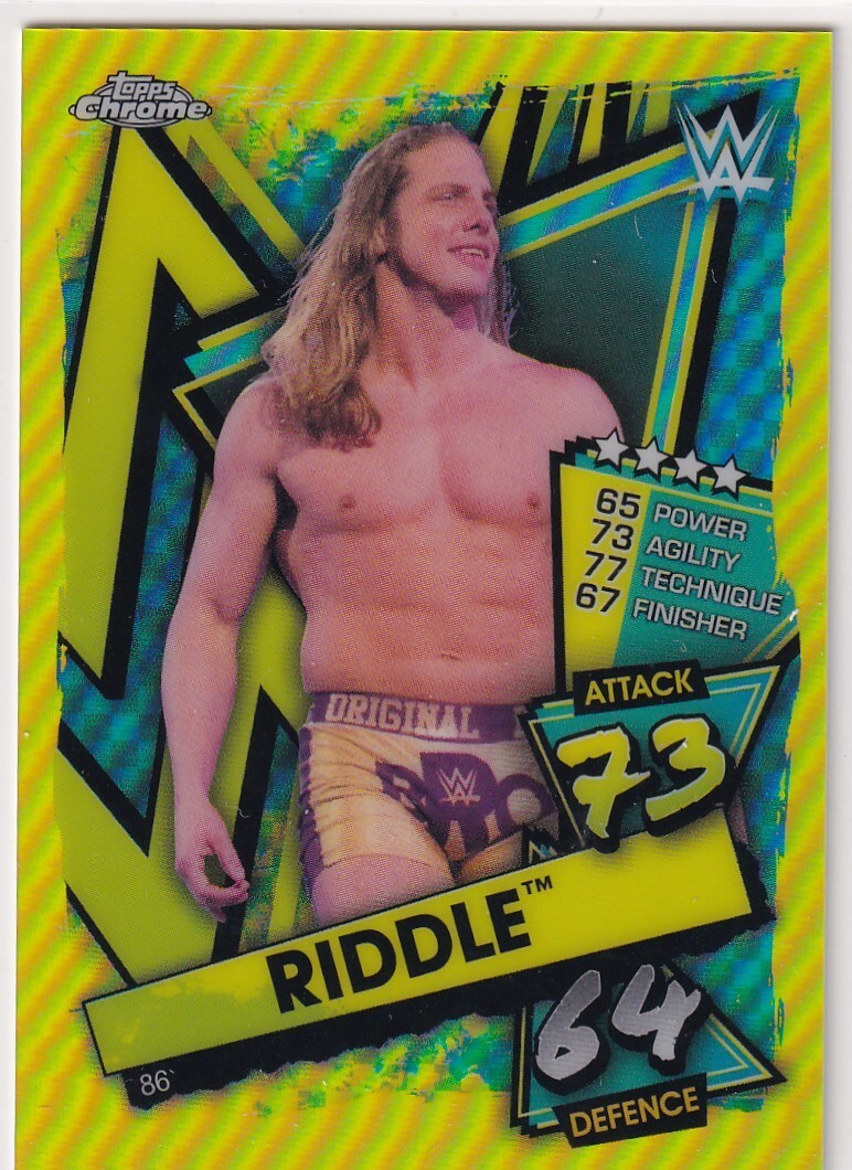 2021 Topps Chrome WWE Slam Attax Yellow Refractor #86 Riddle 12/99