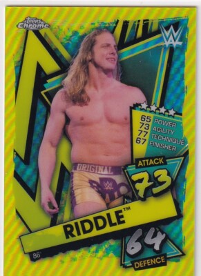 2021 Topps Chrome WWE Slam Attax Yellow Refractor #86 Riddle 12/99