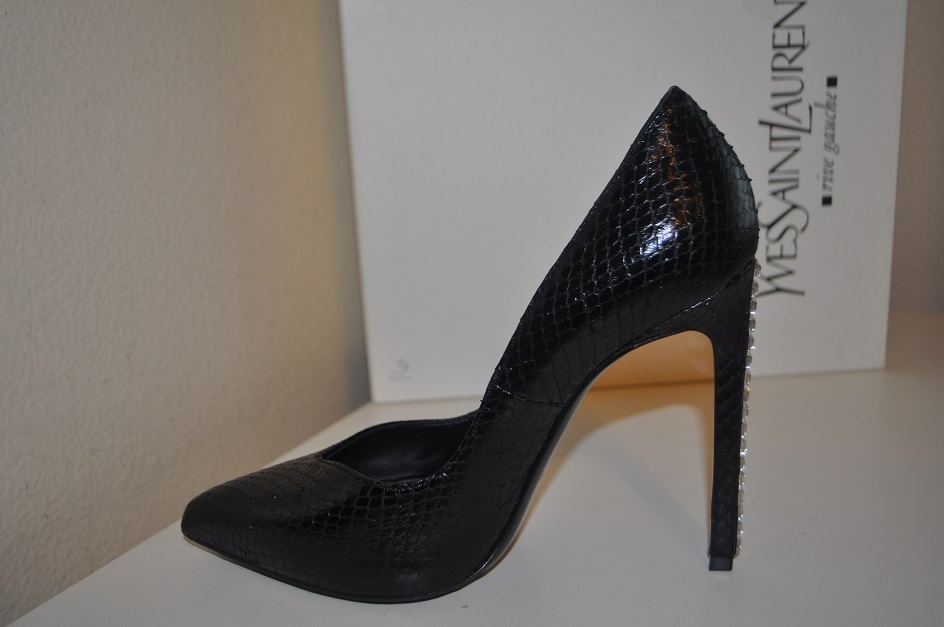 $895+ Scarpa Saint Laurent YSL Black Snake Classic Paris 105 Tacchi Cristallo 37 6 5