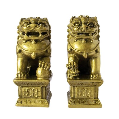 Feng Shui Chinese Beijing Foo Dogs Statues Pair Guardian Lions Statues Wealth...
