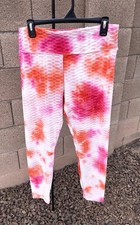No Boundaries Orange/Pink Tie Dye Stretch Leggings Sz 15-17 XL 