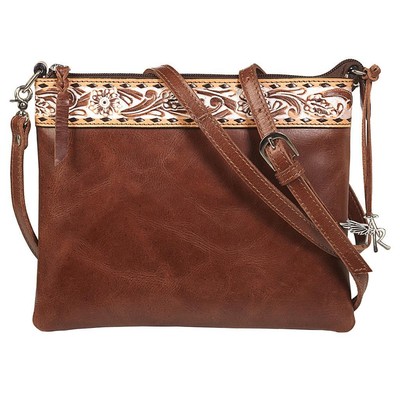 Angel Ranch Western Womens Crossody Bag Buck Lace Washed Daisy Brown D330006102