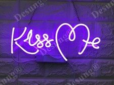 14'' Kiss Me Love Acrylic Handmade Neon Sign Light Lamp Artwork Wall Decor