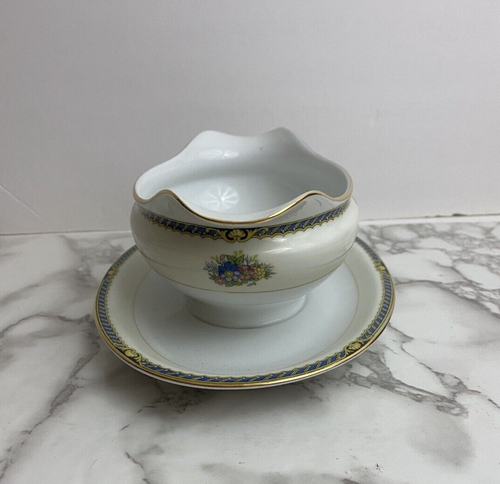 Vintage Noritake China Romantik Sauciere mit befestigtem Unterteller Regency Bridgerton - Bild 3 von 6