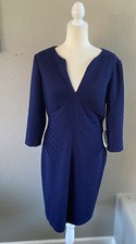 Adrianna Papell Dress Womens 10 Blue Bodycon Sheath 3/4 Sleeve Jacquard NWT