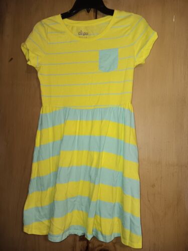 Circo kids short Sleeved yellow striped gray Dress - XL 14-16,
