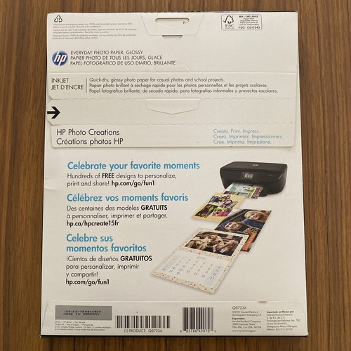 HP Everyday Photo Paper 8.5 x 11 Glossy 50 Sheets Inkjet Printers Q8723A 53 lb - Picture 2 of 2