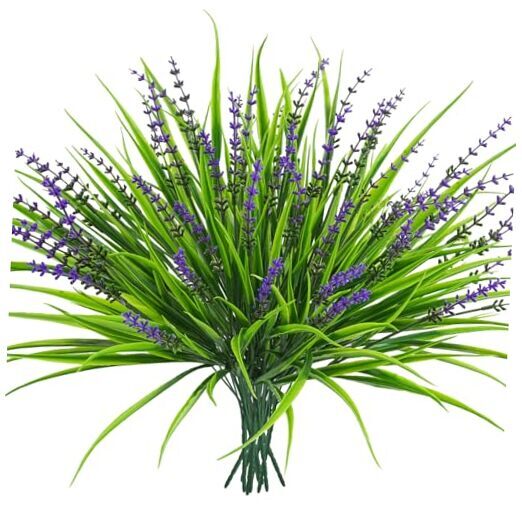 10 Pcs Artificial Plants Outdoor, UV Resistant Fake Outdoor Flowers Purple