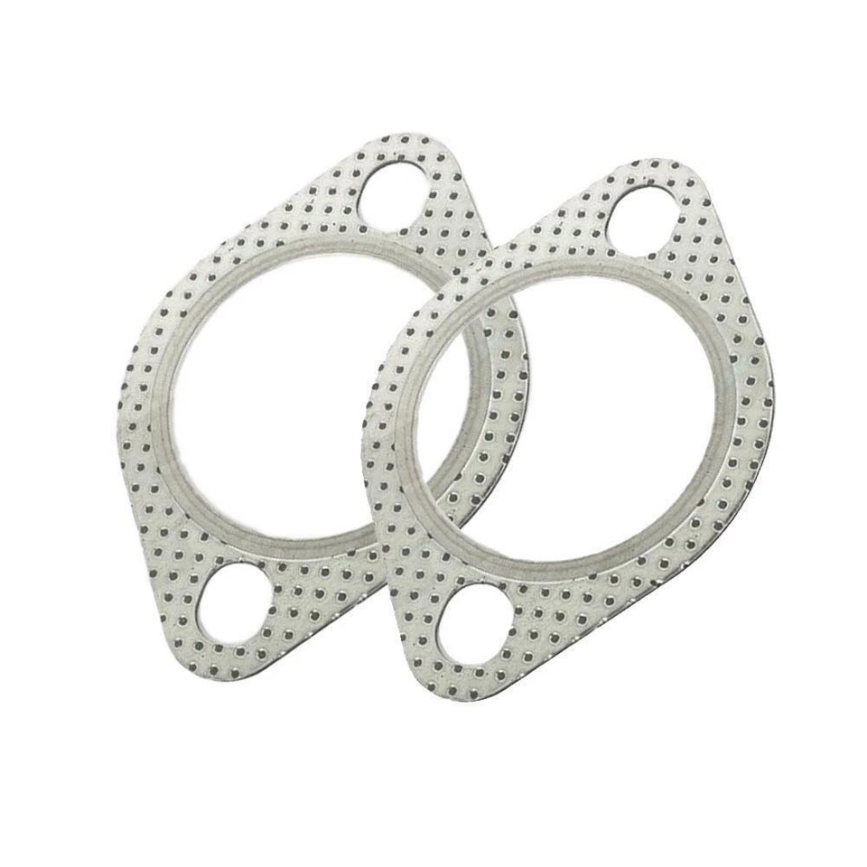 2pcs 51mm 2" Universal Performance Metal Exhaust Repair Gasket 2Bolt Hole Silver - Image 4 of 4