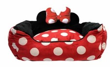 Disney Minnie Mouse Polka Dot Bolster Small Dog Cat Pet Bed 22x17x9 NWT