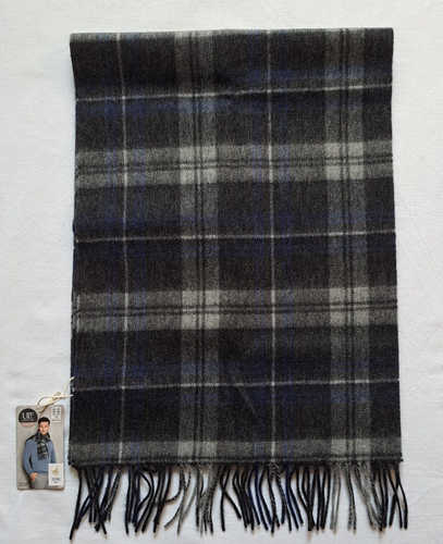 UP2FASHION Herren Winter Schal 180x32 cm Wolle 80%, Kaschmir 20% d.grau kariert - Bild 3 von 10