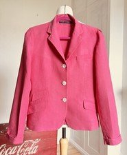 Ralph Lauren Linen Jacket Ladies Uk10 Blue Label 100% Linen Made In Italy
