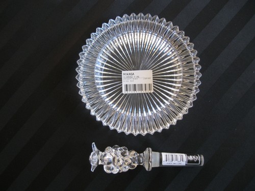 C-230 Mikasa Crystal Diamond Fire Wine Bottle Holder and Stopper - Picture 3 of 4