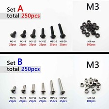 250X Assortment Kit Metric M2 M3 Mushroom Button Head Hex Socket Screw Bolt Nut