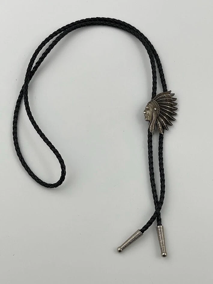 Corbata Bolo Vintage Jefe Occidental Plumas Étnicas Guerrero Vaquero Moda Suroeste Foto 2 de 4