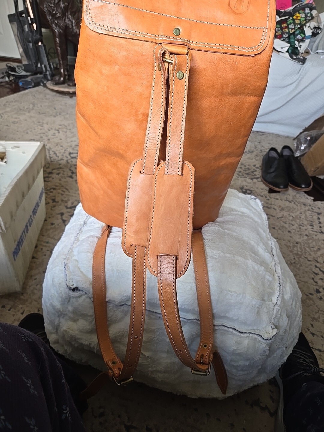 GENUINE HAND TOOLED LEATHER BACKPACK BOOKBAG PURS… - image 6