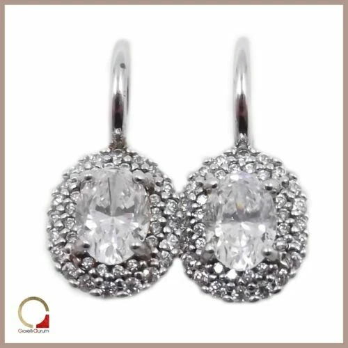 Orecchini di lusso con gemme bianchi in argento