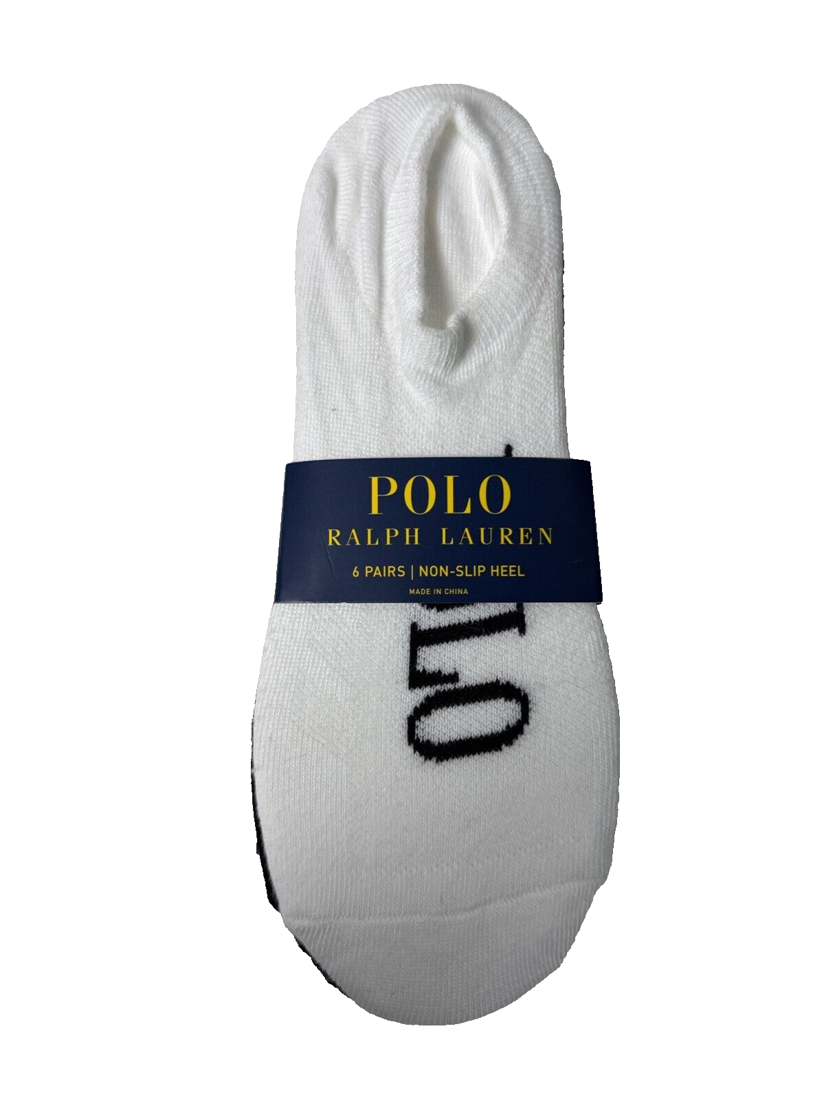PONY Polo Ralph Lauren No Show 6 paia calze con tacco antiscivolo bianco nero taglia 9 11