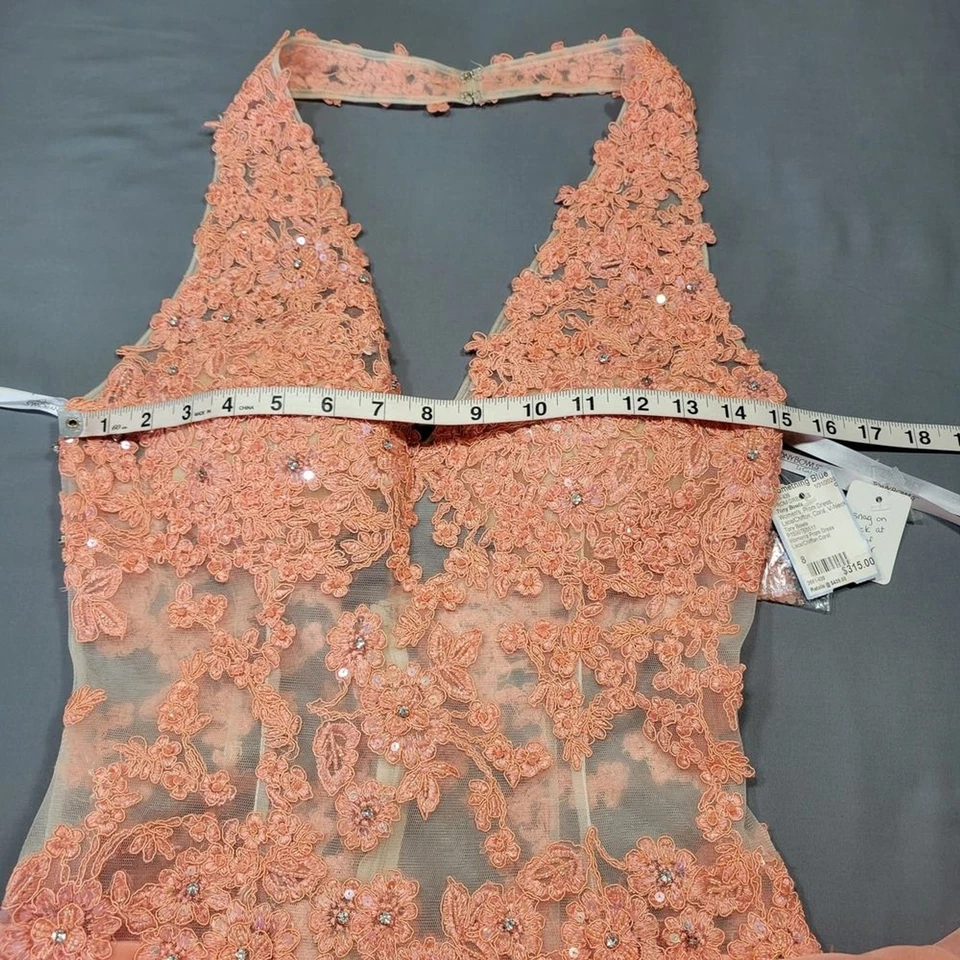 Vestido Tony Bowls Le Gala Naranja Coral Elegante Maxi Sin Mangas NUEVO $439 Para Mujer 8 Foto 4 de 4