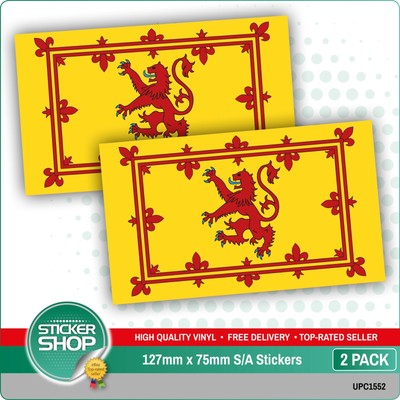 2 x Royal Standard Scotland Flag Vinyl Sticker Car Truck Taxi Truck
