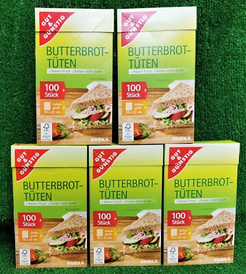 5x Gut & Günstig BUTTERBROT TÜTEN (5x100Stück) extra groß halten frischVersand0 