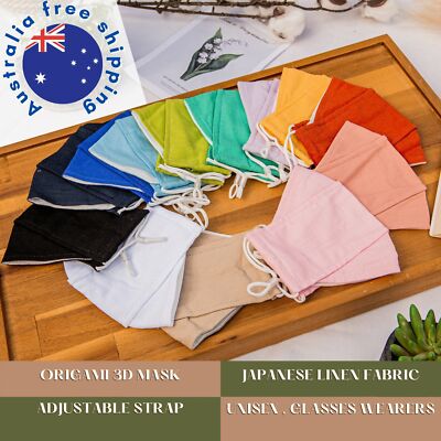 Origami 3D Japanese Cotton Linen Face Mask, Unisex Anti Fog Breathable Covering