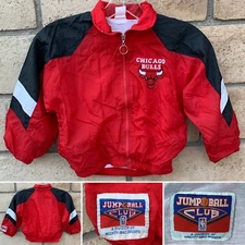 Vintage Chicago Bulls Embroidered Logo Windbreaker Jacket Jump Ball Club Kids 