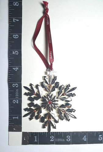 Waterford Snowflake Ornament Red Jeweled Stone Metal Silver Tone 2017 4 Inch - Picture 8 of 8