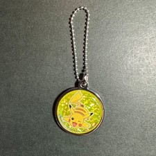 E556 Pikachu Holo Japanese Pokemon Metal Charm Keychain 1.3"