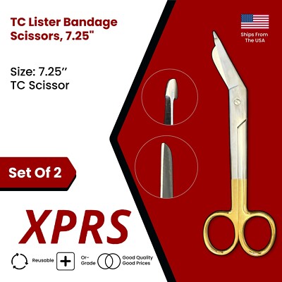 Set of 2 TC Lister Bandage Scissors, 7.25''