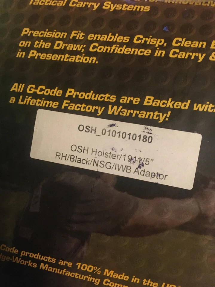 "Nueva funda código G diestro NSG/IWB adaptador 5"" negro NSG Foto 3 de 4