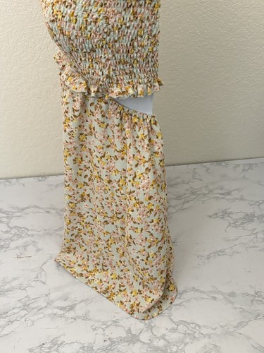 Forever 21 Dress Women's Sz M Elastic Stretch Fitted Textured Spaghetti Strap R1 - Picture 5 of 7