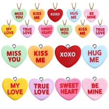 36Pcs Valentine's Day Heart Shaped Ornaments, Mini Resin Valentines Ornaments wi