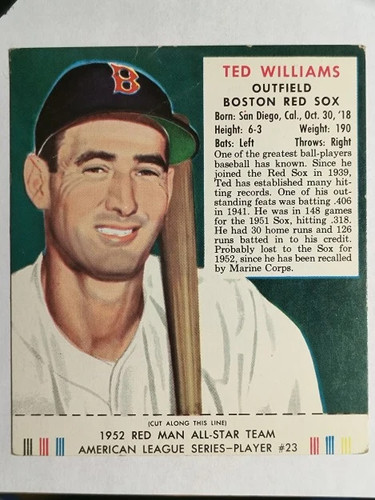 Ted Williams #23 1952 Red Man Tobacco card