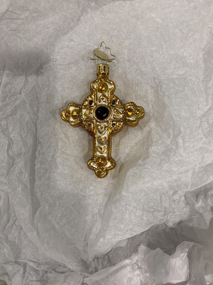 Radko Golden Rood Christopher Radko - Golden Rood Gem #1016754 Gold & Brown Cross | eBay