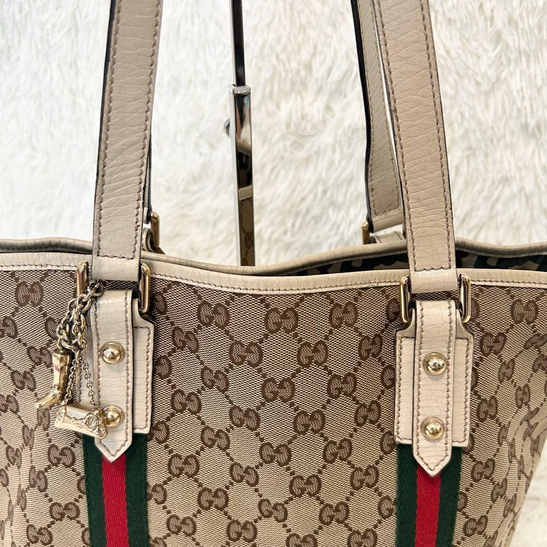 GUCCI Unisex GG Canvas Tote Bag Sherry Line Authentic Excellent Condition thumbnail 2