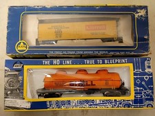 Lot 2 AHM HO Scale Freight Cars: Morrell 9204 Reefer  Shell 1245 Tank Car