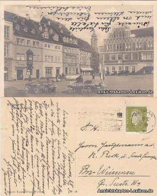 Ansichtskarte Weimar Marktplatz - Markttreiben 1932