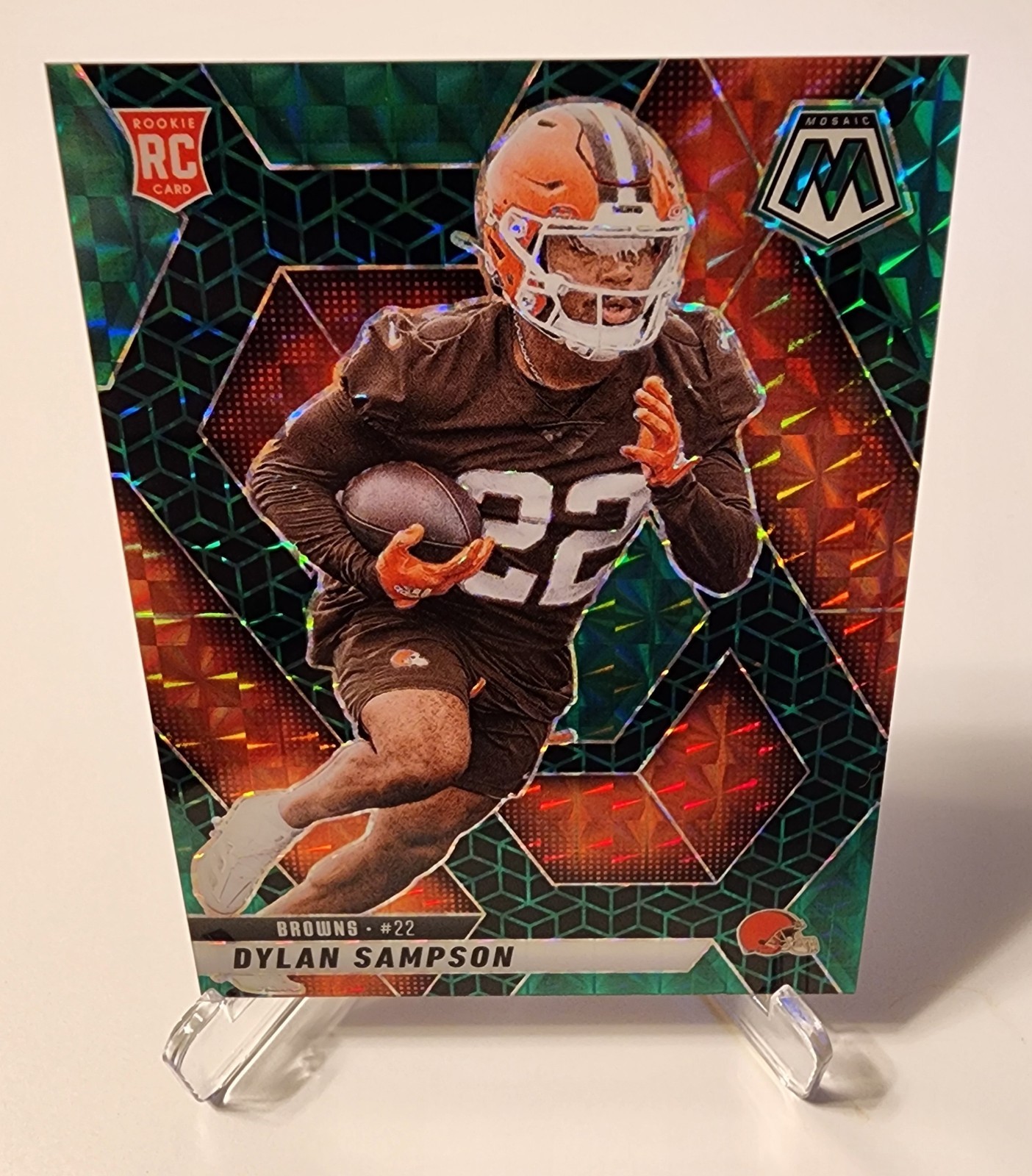 2025 Panini Mosaic #355 Dylan Sampson RC Green Spectris Mosaic FOTL /13 Browns