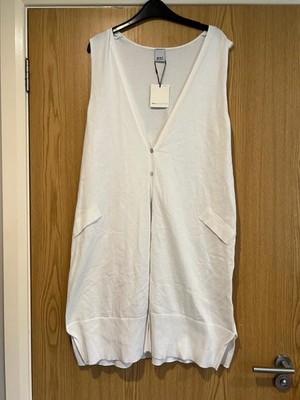 Neue lange weiße Strickjacke im Westenstil Sommer Größe 18/20 XXL mit Etikett