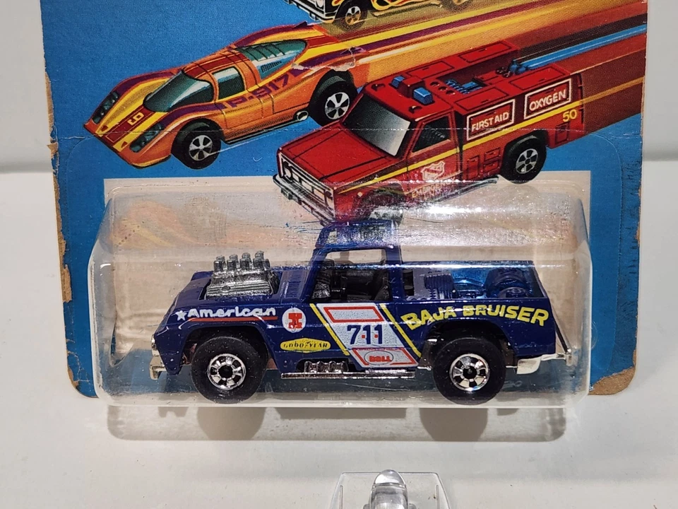 Hot Wheels Vintage Baja Bruiser Blue Flying Colors HTF Blackwalls 1977 - Image 2 of 4